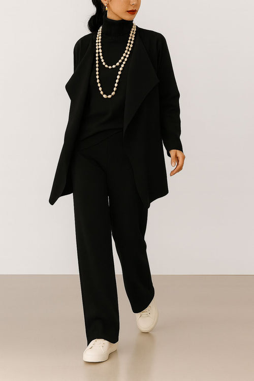 3-Piece Set – Cardigan, Top & Wide-Leg Pants