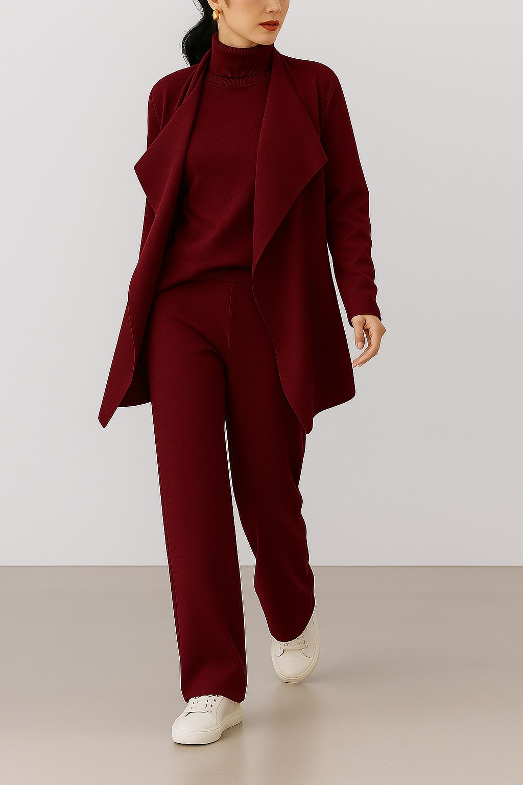 3-Piece Set – Cardigan, Top & Wide-Leg Pants