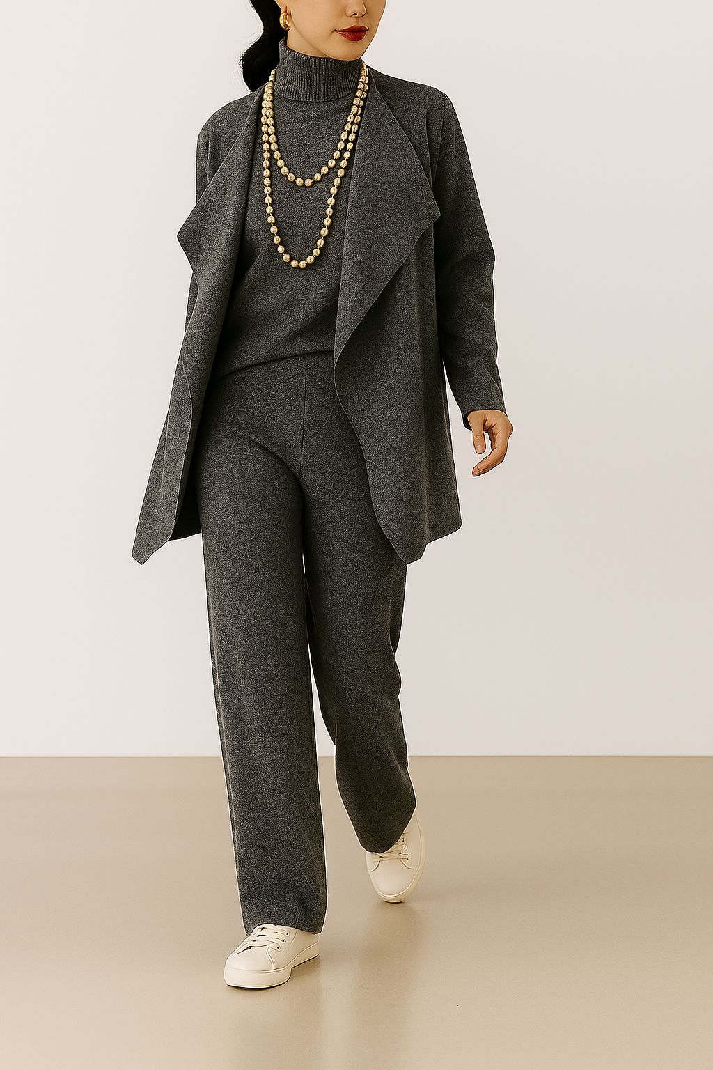 3-Piece Set – Cardigan, Top & Wide-Leg Pants