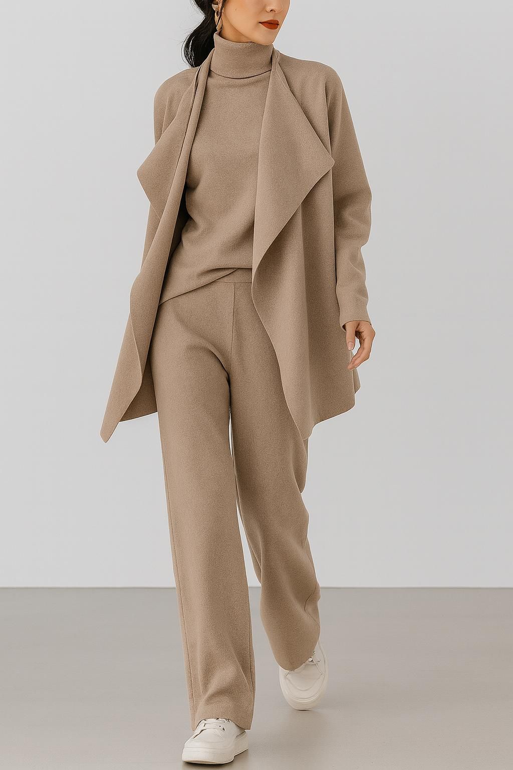 3-Piece Set – Cardigan, Top & Wide-Leg Pants