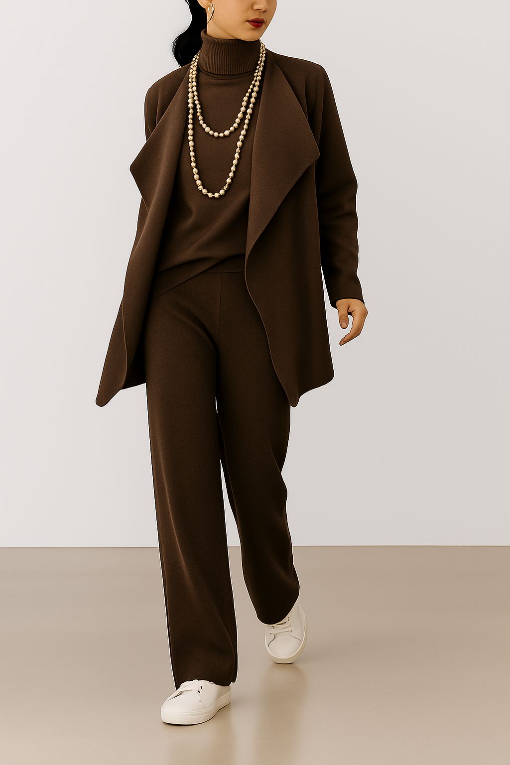 3-Piece Set – Cardigan, Top & Wide-Leg Pants